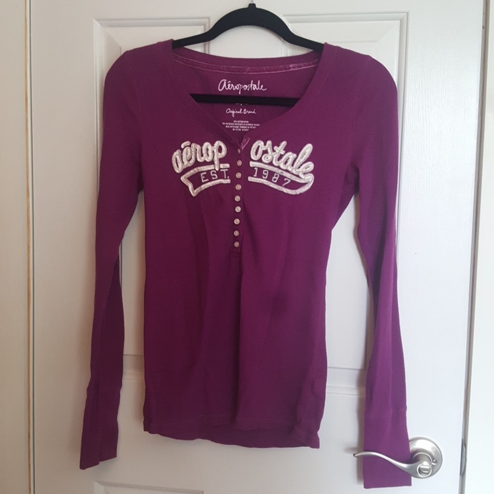 Aero Purple Waffle Long Sleeve Tee